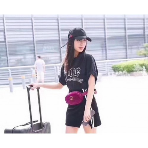 Gucci GG Marmont Velvet Belt Bag 476434 Fialová