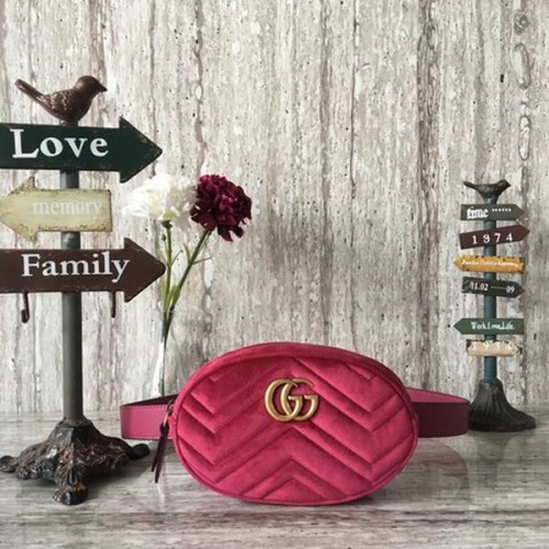 Gucci GG Marmont Velvet Belt Bag 476434 Růžová