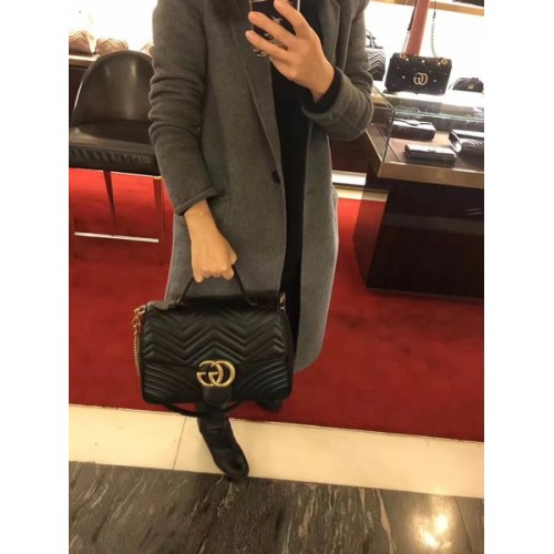 Gucci GG Marmont Malá kabelka s horním uchem 498110 Černá