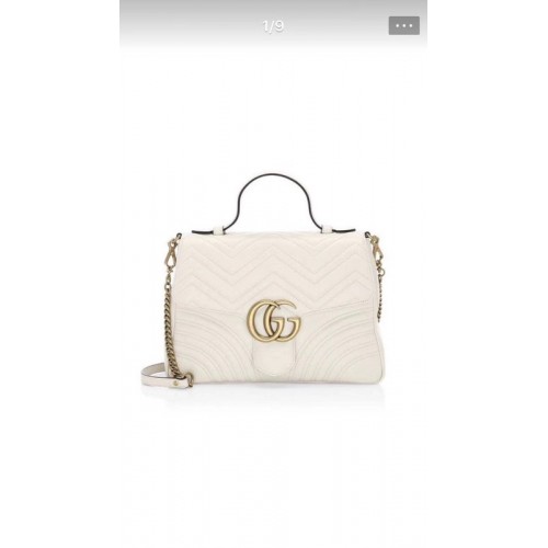 Gucci GG Marmont Malá kabelka s horním uchem 498110 Bílá