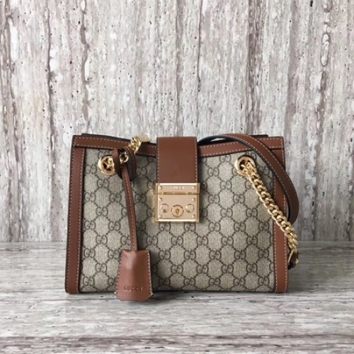 Gucci Padlock Small GG Shoulder Bag Bag 498156 Hnědá