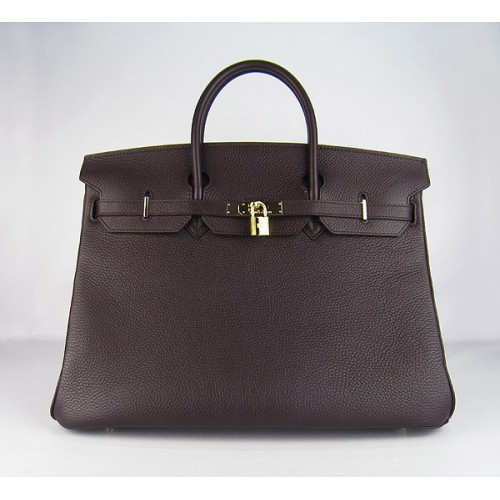 Hermes Birkin 40CM Togo Bag Tmavě Káva 6099 Zlato