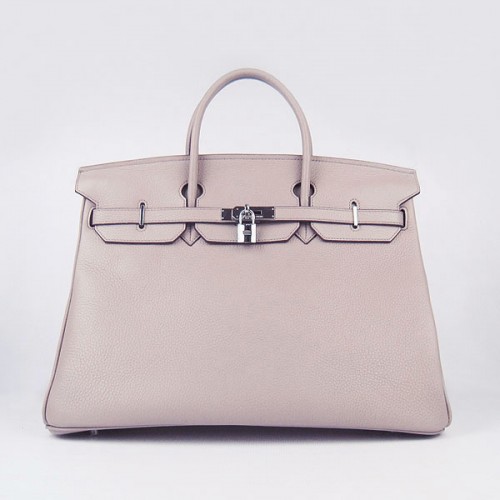 Hermes Birkin 40CM Togo Bag Šedá 6099 Stříbrná