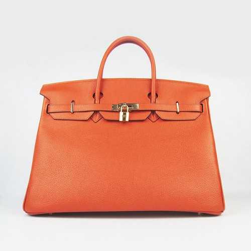 Hermes Birkin 40CM Togo Bag Oranžová 6099 Zlatá