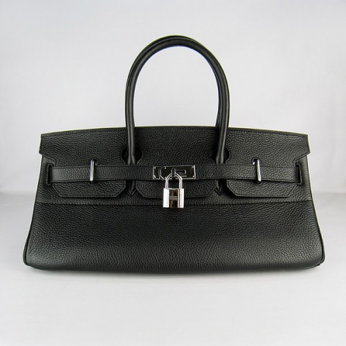 Hermes Birkin 6109 Togo kožená taška černá 42cm stříbrná