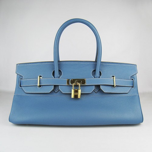 Hermes Birkin 6109 Togo kožená taška modrá 42cm zlatá