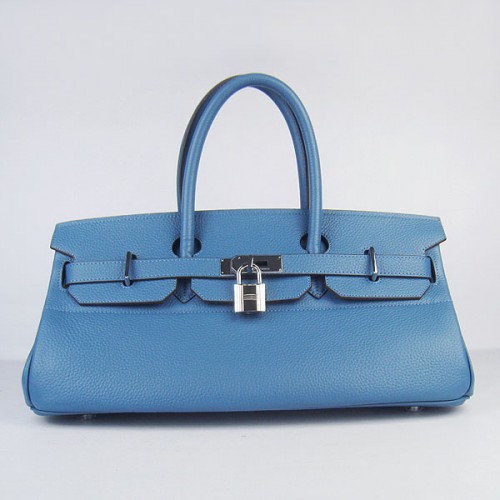 Hermes Birkin 6109 Togo kožená taška modrá 42cm stříbrná