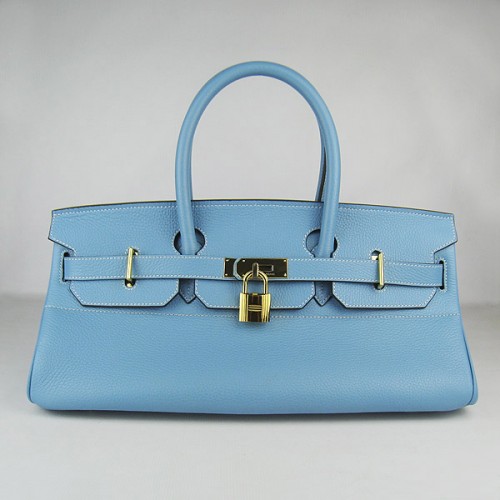 Hermes Birkin 6109 Togo kožená taška světle modrá 42cm zlatá