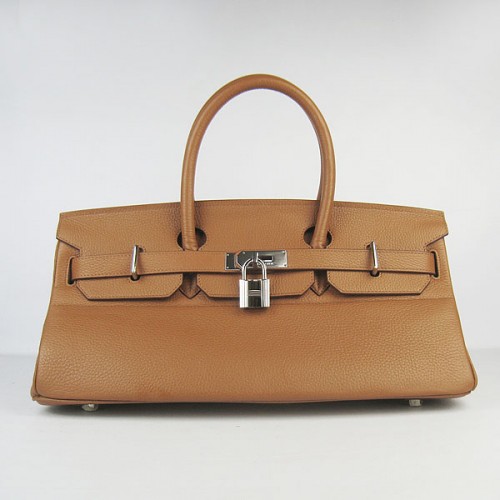 Hermes Birkin 6109 Togo kožená taška hnědá 42cm stříbrná