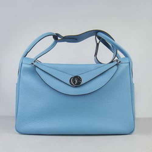 Hermes Lindy 34CM Taška přes rameno světle modrá