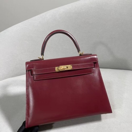 Hermes BOX Leather KL28 Burgundská