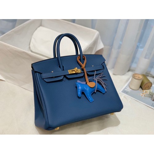 Hermes Birkin 25CM Togo Bag Originální Kožená H25E Tmavě Modrá