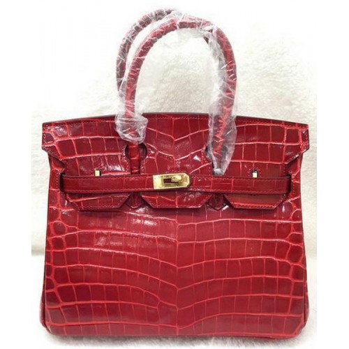 Hermes Birkin 25CM Tote Bag Croco Leather H25TCO Red