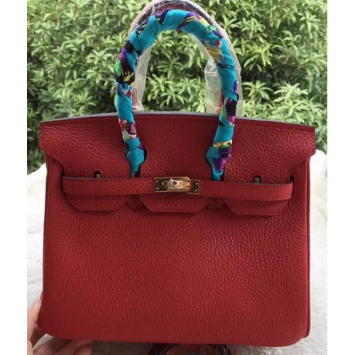Hermes Birkin 25CM Tote Bag Litchi Leather H25T Červená