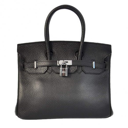 Hermes Birkin 25CM Tote Tašky Togo Kůže Černá Stříbrná
