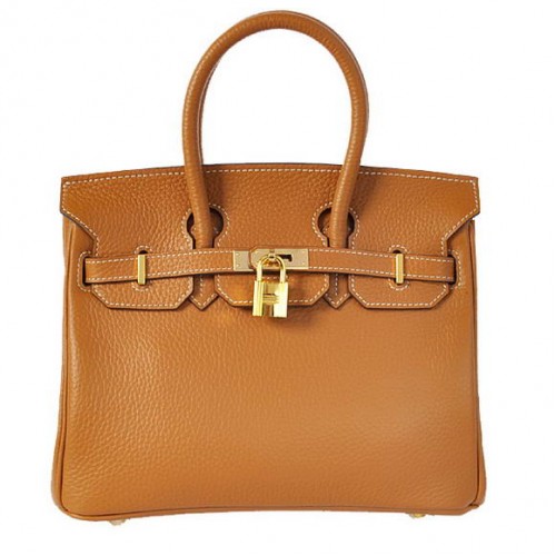 Hermes Birkin 25CM Tote Bags Togo Leather Camel Golden