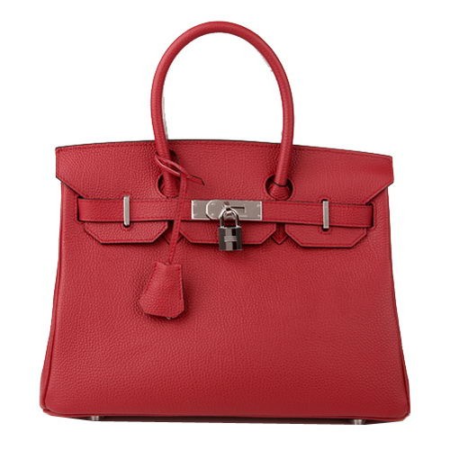 Hermes Birkin 30CM Tote Bag Burgundy Originální Kožená H30 Stříbrná