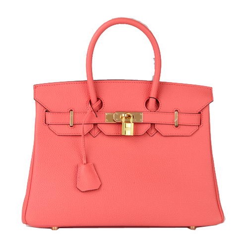 Hermes Birkin 30CM Tote Bag světle červená originální kůže H30 zlatá