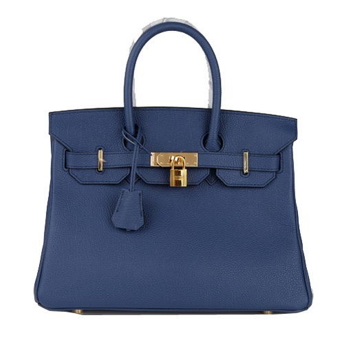Hermes Birkin 30CM Tote Bag RoyalBlue Original Leather H30 Gold