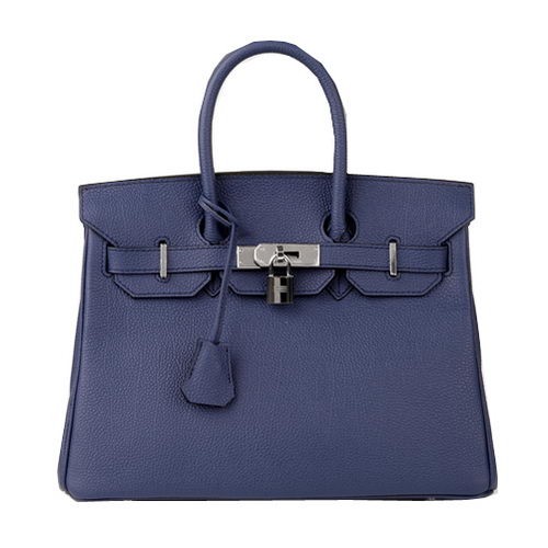 Hermes Birkin 30CM Tote Bag RoyalBlue Original Leather H30 Stříbrná