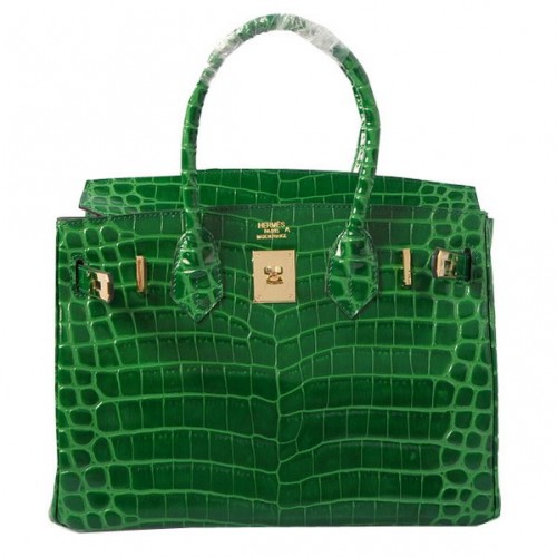 Hermes Birkin 30CM Tote Bags Green Iridescent Croco Kůže Gold
