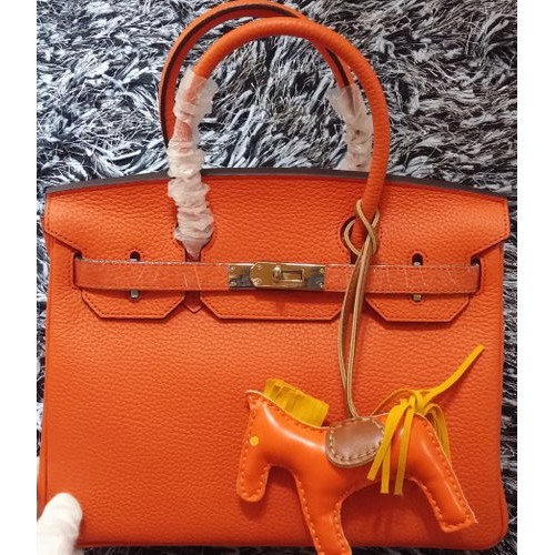 Hermes Birkin 30CM Tote Bags Litchi Leather H30LI Orange