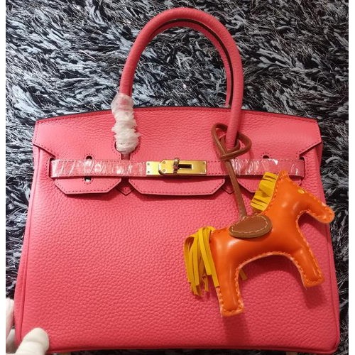 Hermes Birkin 30CM Tote Bags Litchi Leather H30LI Růžová