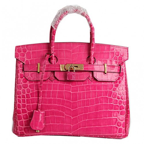 Hermes Birkin 30CM Tote Bags Peach Croco Kůže Zlatá