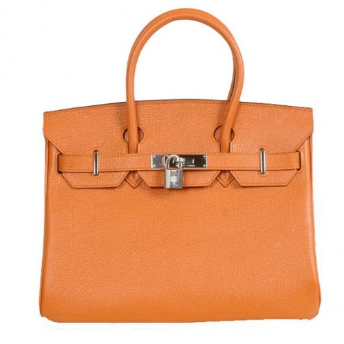 Hermes Birkin 30CM Tote Bags Hladká Togo Kůže Oranžová