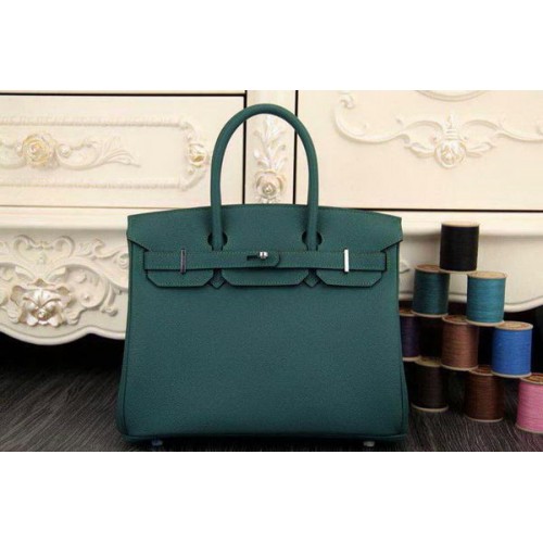 Hermes Birkin 35CM 30CM Tote Bag Originální Kožená HB35O Tmavě Zelená