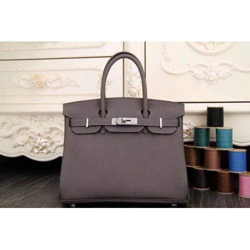 Hermes Birkin 35CM 30CM Tote Bag Originální Kožená HB35O Šedá