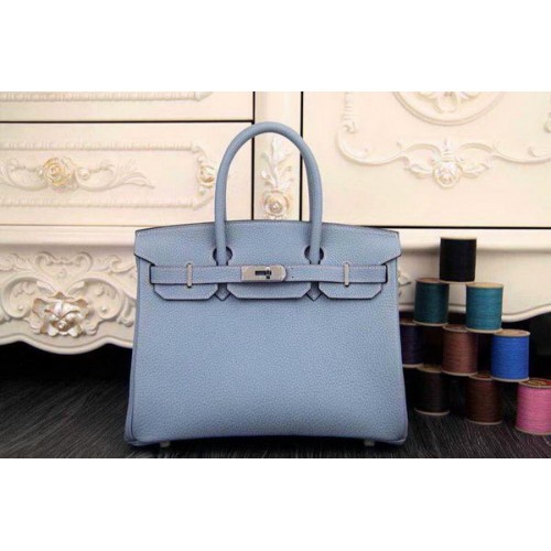 Hermes Birkin 35CM 30CM Tote Bag Originální Kožená HB35O Světle Modrá