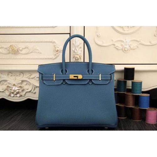 Hermes Birkin 35CM 30CM Tote Bag Originální Kožená Taška HB35O Sky Blue