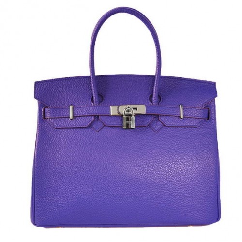 Hermes Birkin 35CM Tote Tašky Togo Kůže Modrá Stříbrná