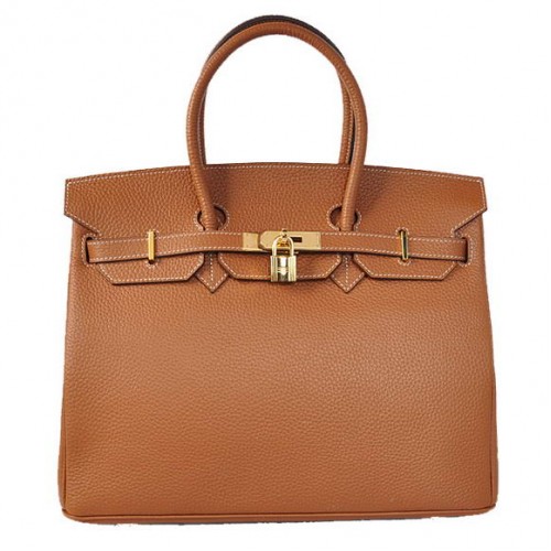 Hermes Birkin 35CM Tote Tašky Togo Kůže Tmavě Oceer Zlatá