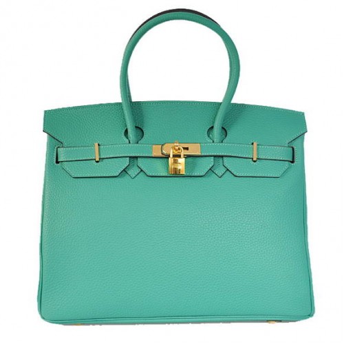 Hermes Birkin 35CM Tote Tašky Togo Kůže Zelená Zlatá