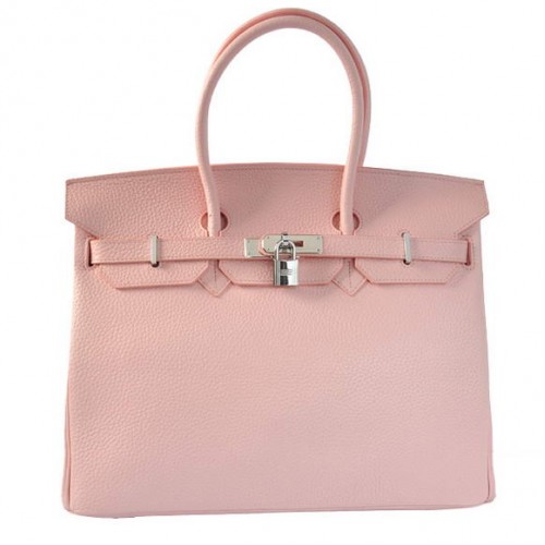 Hermes Birkin 35cm Tote Tašky Togo Kůže Růžová Stříbrná