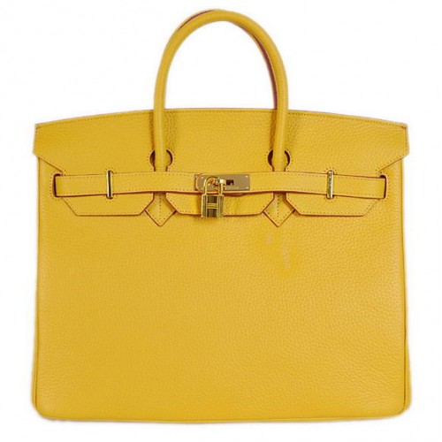 Hermes Birkin 35cm Tote Tašky Togo Kůže Žlutá Zlatá