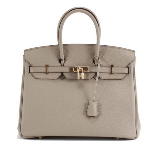 Hermes Birkin 35CM Togo kožená kabelka 6089 světle šedá zlatá