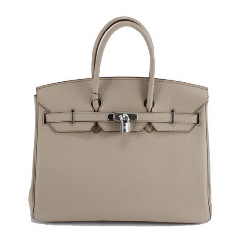 Hermes Birkin 35CM Togo kožená kabelka 6089 světle šedá stříbrná