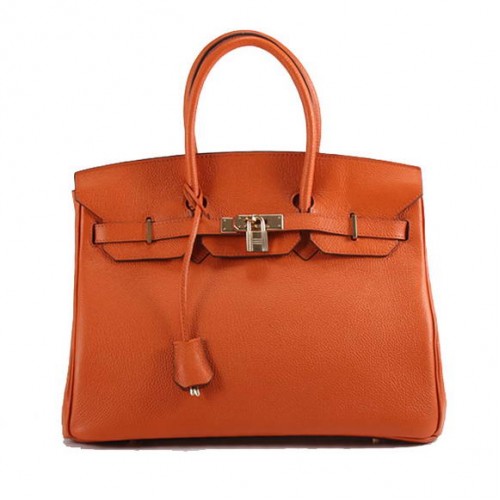 Hermes Birkin 35CM Togo kožená kabelka 6089 oranžová zlatá