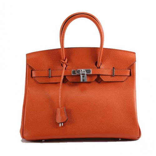 Hermes Birkin 35CM Togo kožená kabelka 6089 oranžová stříbrná