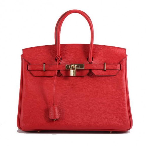 Hermes Birkin 35CM Togo kožená kabelka 6089 červená zlatá