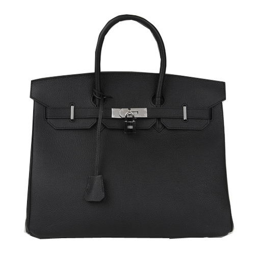 Hermes Birkin 35CM Tote Bag Black Original Leather H35 Silver