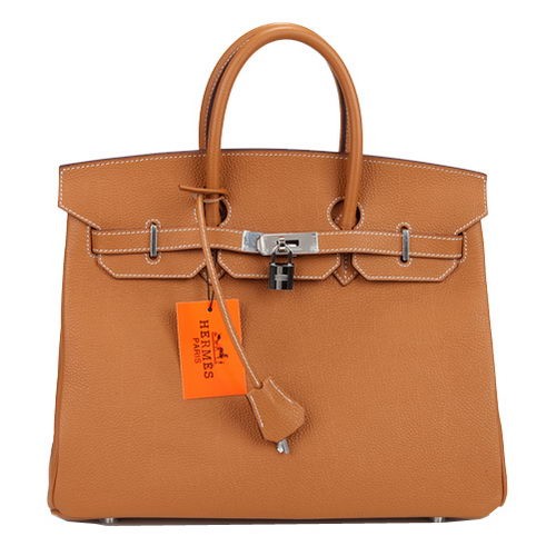 Hermes Birkin 35CM Tote Bag Camel Original Leather H35 Stříbrná