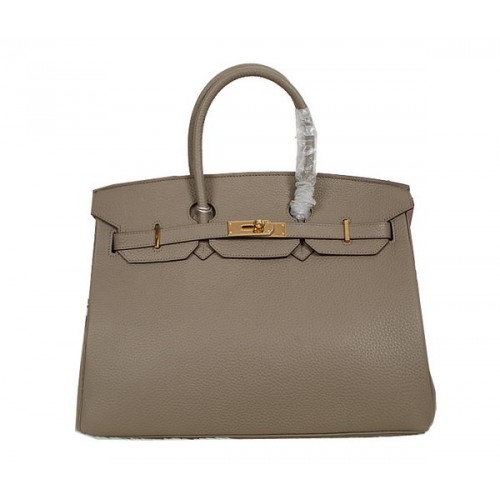 Hermes Birkin 35CM Tote Bag šedá Clemence kůže H35 zlatá