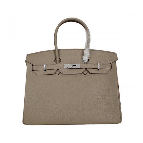 Hermes Birkin 35CM Tote Bag šedá Clemence kůže H35 stříbrná