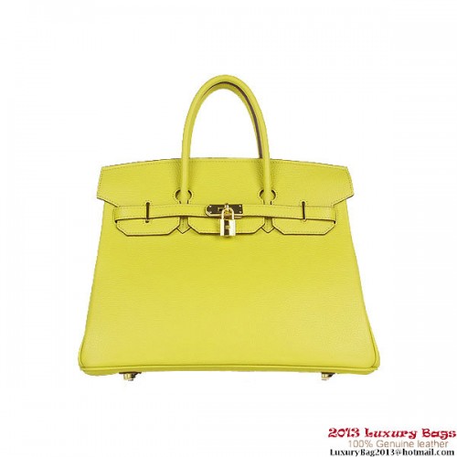 Hermes Birkin 35CM Tote Bag Lemon Clemence Leather H6089 Gold