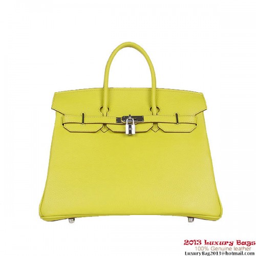 Hermes Birkin 35CM Tote Bag Lemon Clemence Leather H6089 Stříbrná