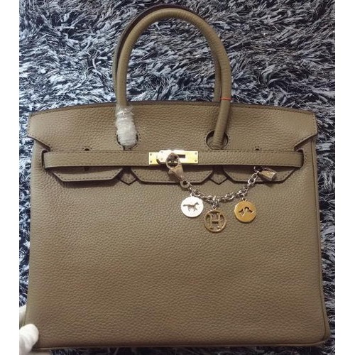 Hermes Birkin 35CM Tote Bag Litchi Leather HB35GL Šedá